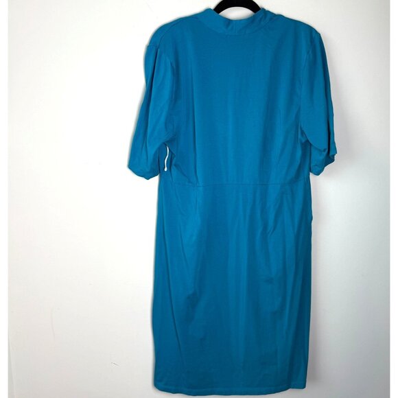 Habitat V-Neck Midi Dress Stretch Jersey Teal Blue Size XL Casual Travel - Picture 5 of 9